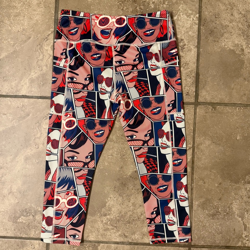 NWOT Constantly Varied Gear medium Womens Capri Leggings Squat Approved Pop Art - Picture 3 of 3